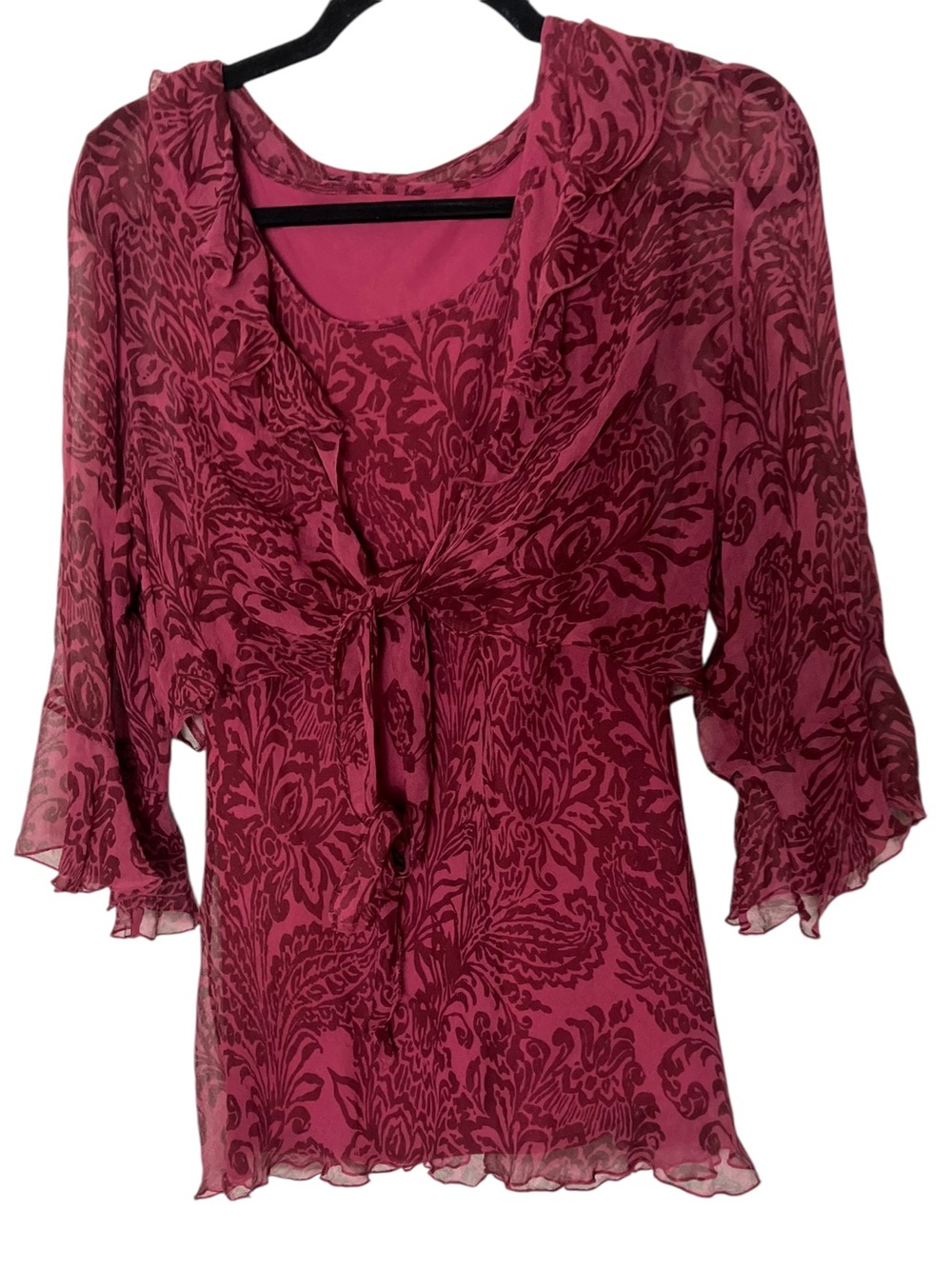 Vintage LANE BRYANT 100% Silk Y2K‎ Boho Paisley Flowy Blouse 14 16